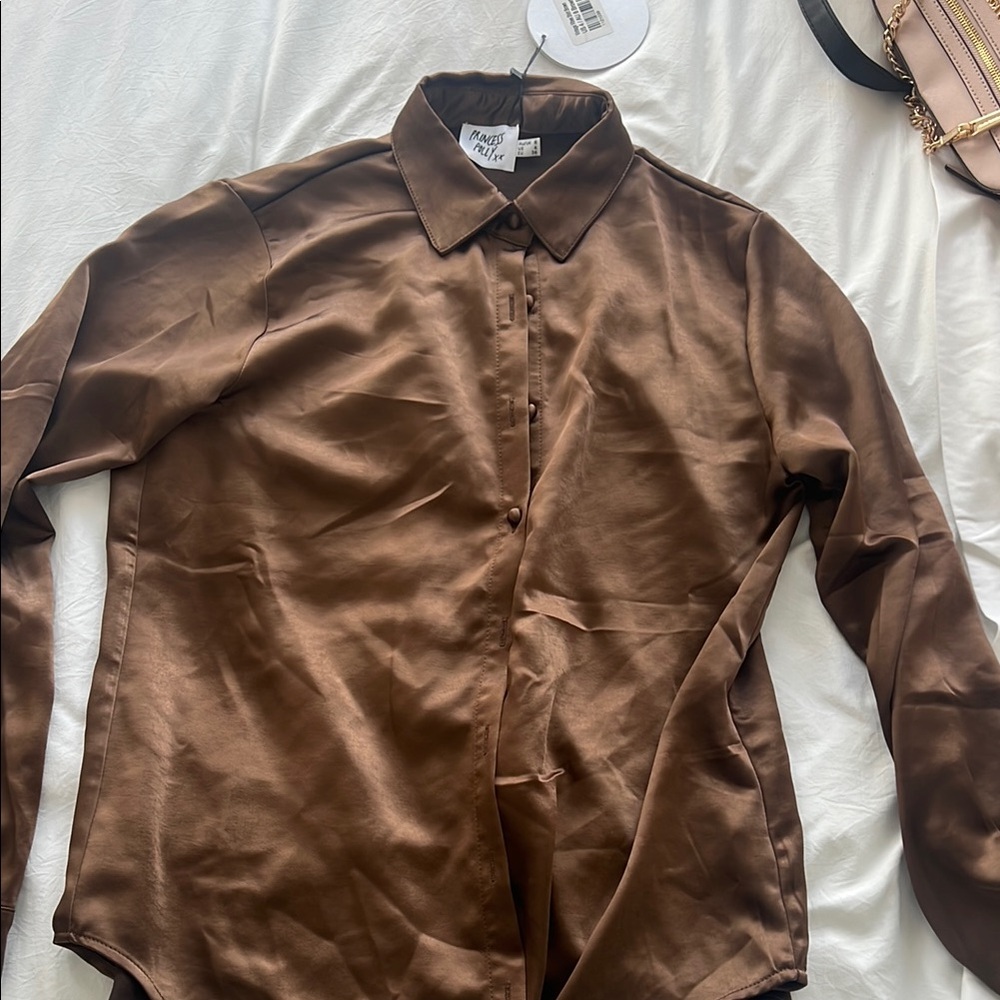 Princess Polly Satin Brown Shirt